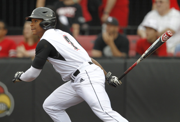 Corey Ray homered twice in Friday's win. Photo by Jeff Reinking courtesy Louisville Athletics