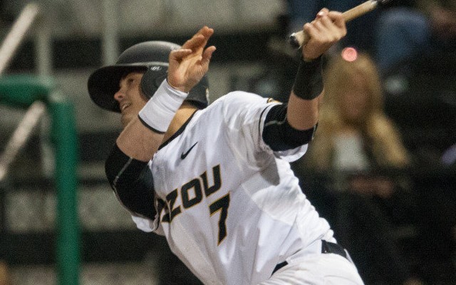 Logan Bone went 2-for-4 with two RBI in his first start. Photo by Clayton Hotze courtesy Mizzou Tigers Athletics